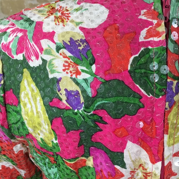 Teri Jon Nites Silk Floral Sequin Dress Size 10 - Picture 7 of 7